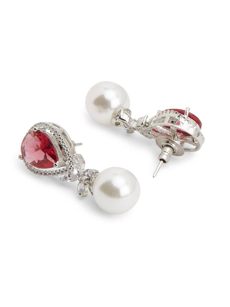 Ruby Rush Pearl Drop Earrings : WFEC505
