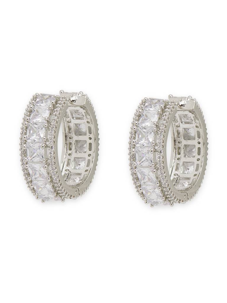 Diamante Baguette Hoop Earrings : WFEC506
