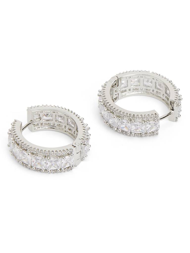 Diamante Baguette Hoop Earrings : WFEC506