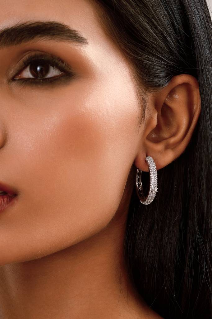 Diamante Eternity Hoop Earrings : WFEC508