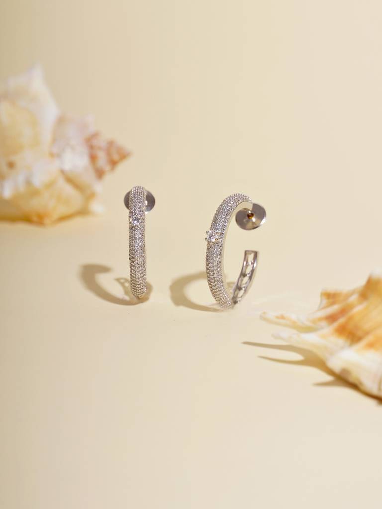 Diamante Eternity Hoop Earrings : WFEC508