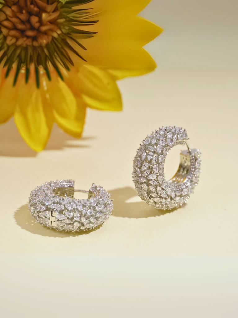 Diamante Frosted Hoop Earrings : WFEC509