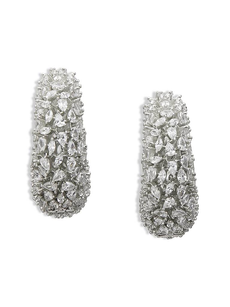 Diamante Frosted Hoop Earrings : WFEC509