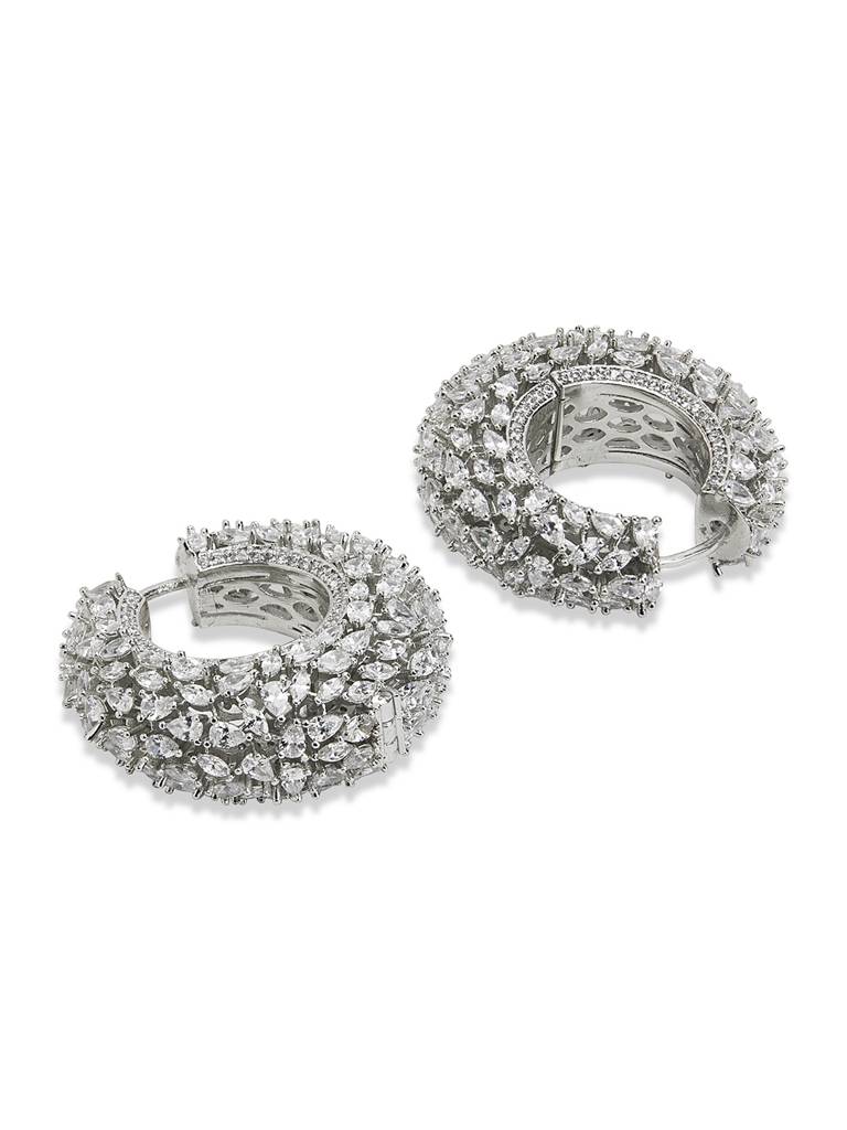 Diamante Frosted Hoop Earrings : WFEC509