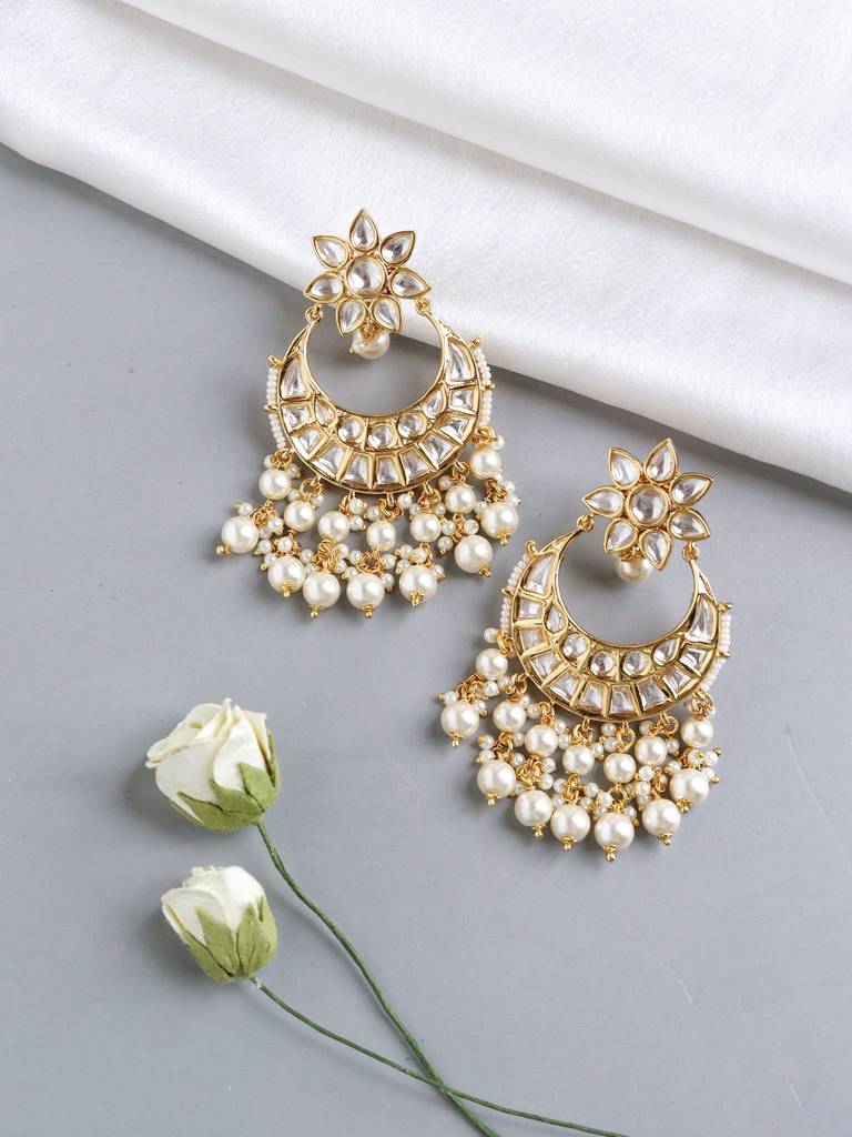 Layered Pearls Of Oyster Chandbaali Earrings : WFEE303