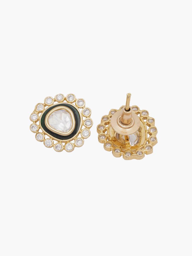 Gold Toned Rose Cut Polki Studs : WFEE377