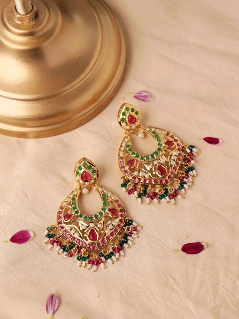 Meira Colours Of Spring Jadau Chandbalis : WFEE401