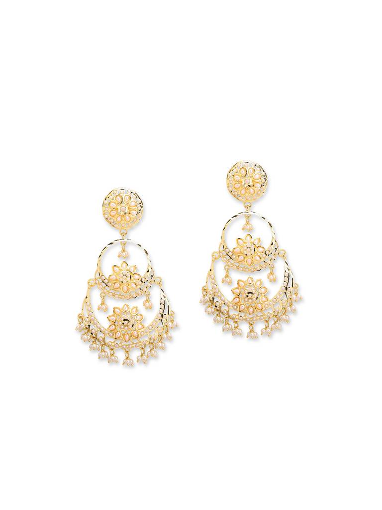 Meira Floral Jadau Layered Chandbalis : WFEE403
