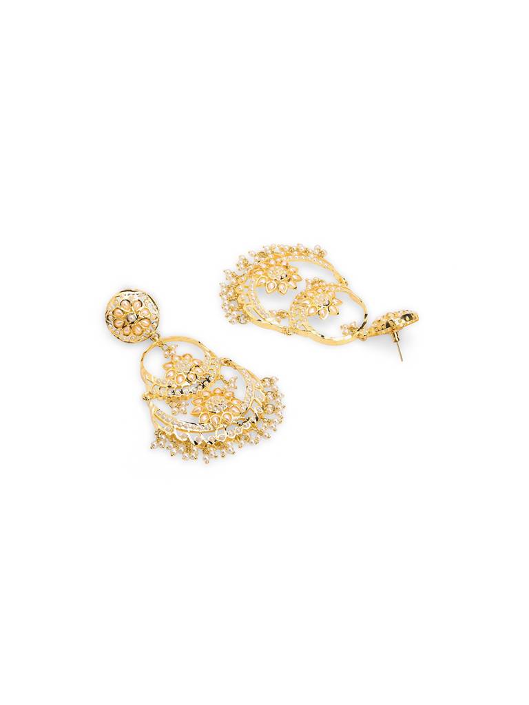 Meira Floral Jadau Layered Chandbalis : WFEE403