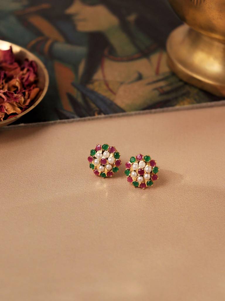 Meira Vibrant Bloom Stud Earrings : WFEE405