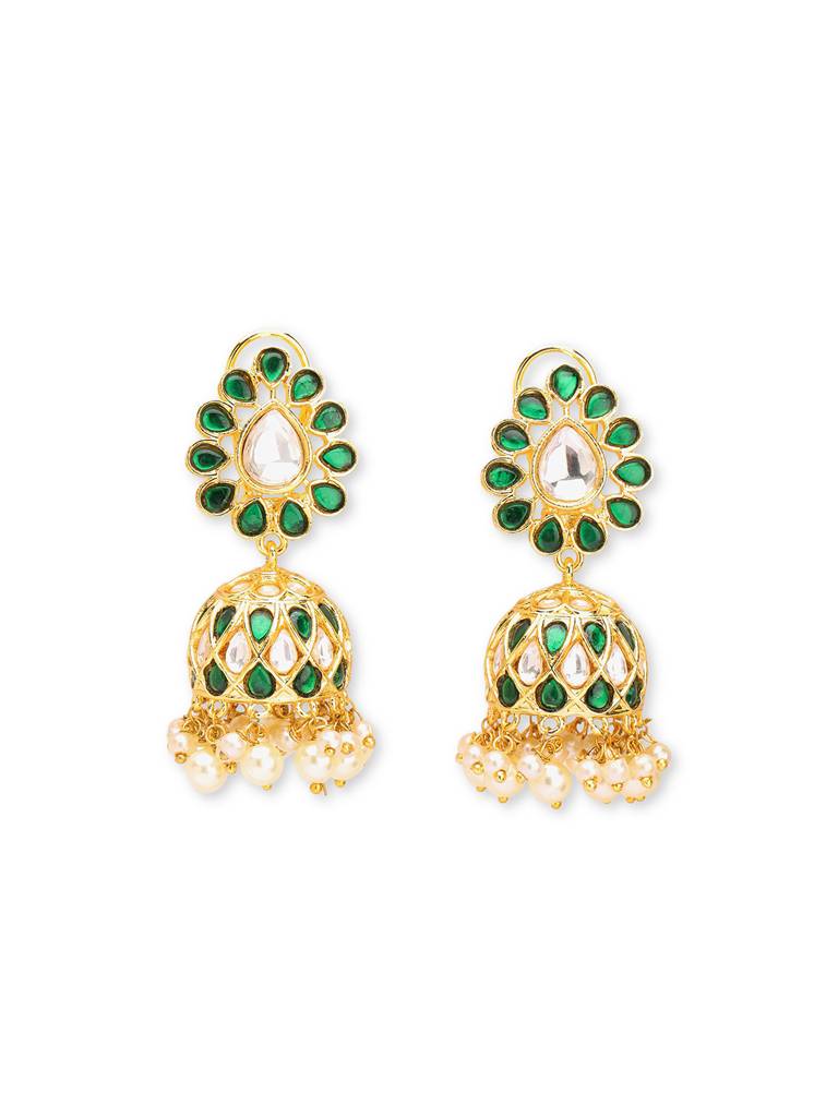 Meira Glistening Green Kundan Jhumkis : WFEE412
