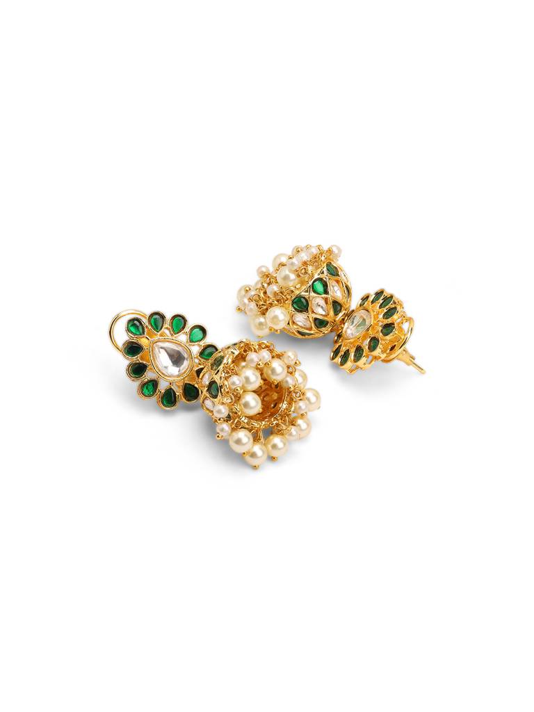 Meira Glistening Green Kundan Jhumkis : WFEE412