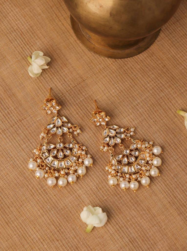 Meira Kundan And Pearl Layered Chandbali : WFEE413