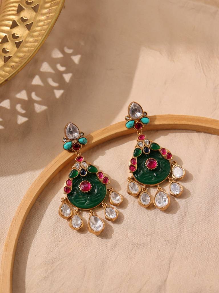 Meira Pretty Parrot Carved Stone Earrings : WFEE415