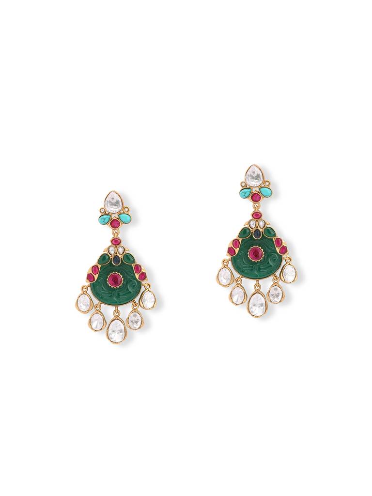 Meira Pretty Parrot Carved Stone Earrings : WFEE415