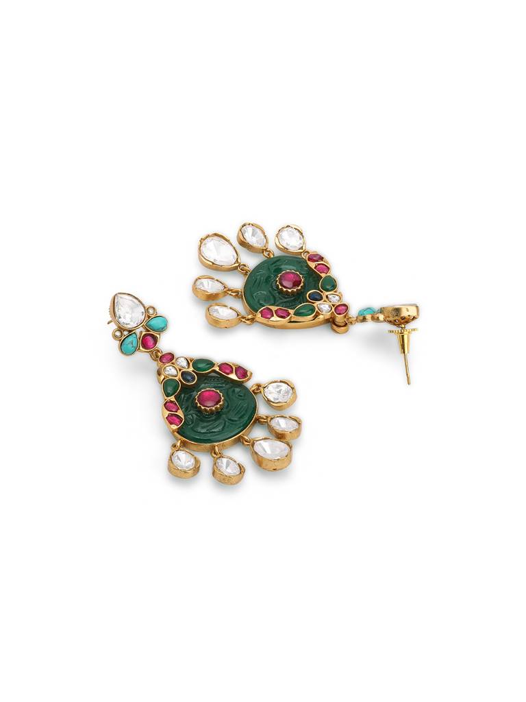 Meira Pretty Parrot Carved Stone Earrings : WFEE415