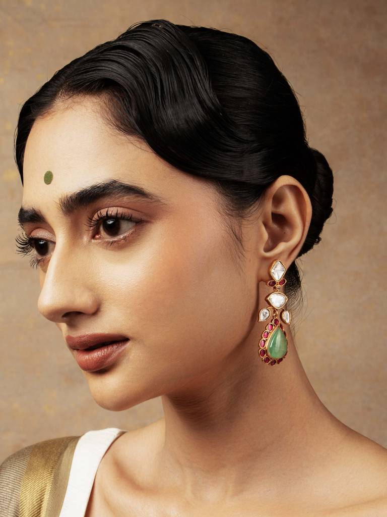 Meira Queen Of Jades Dangler Earrings : WFEE418