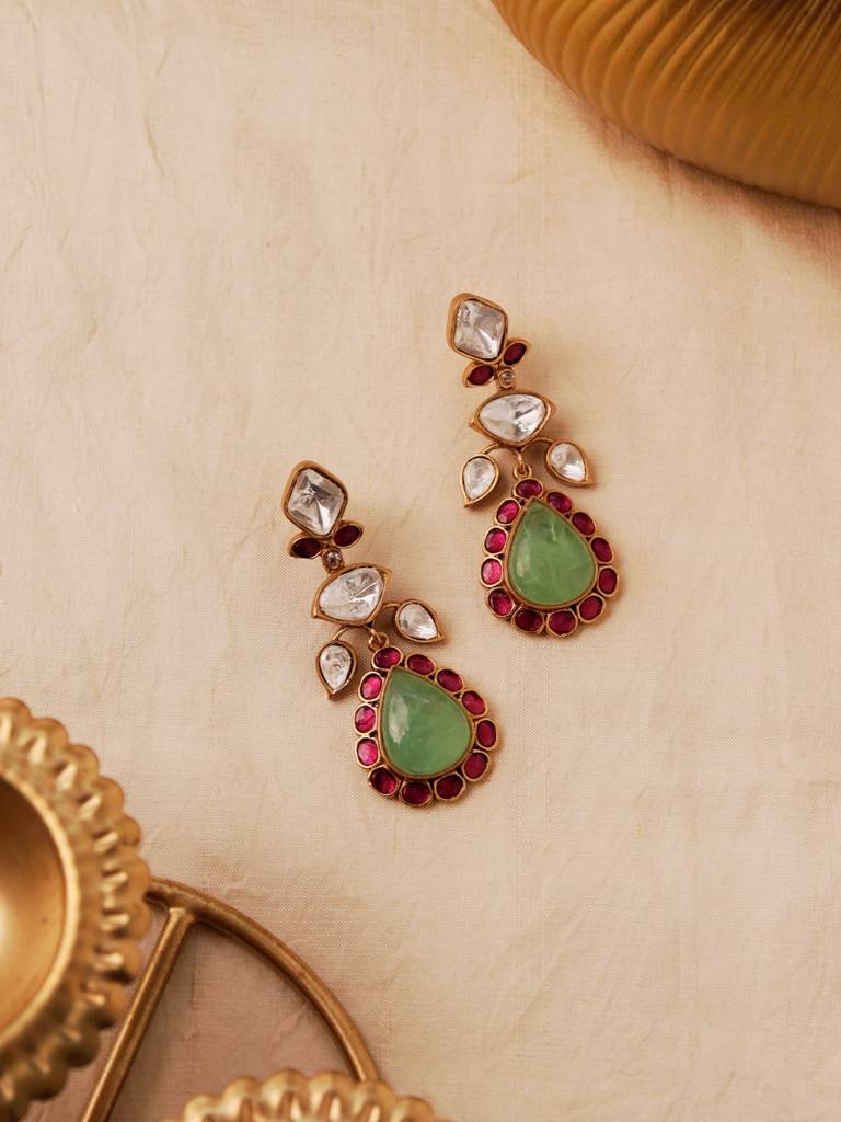 Meira Queen Of Jades Dangler Earrings : WFEE418