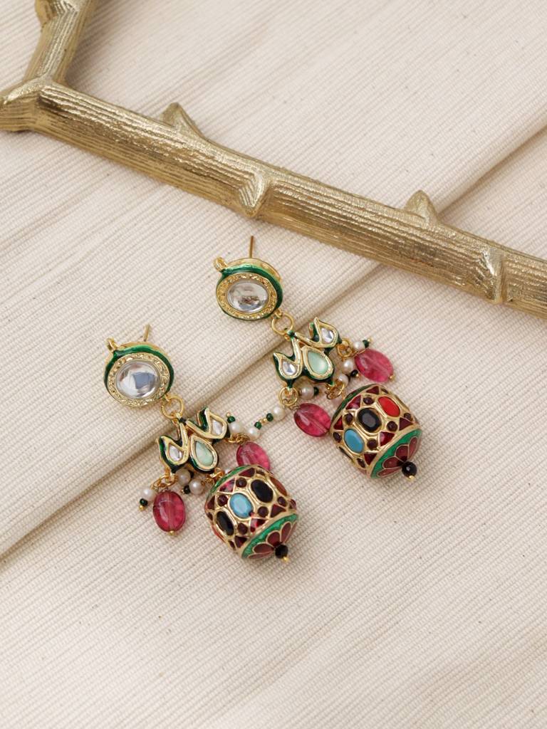 Navratna And Kundan Dangler Earrings : WFEE450