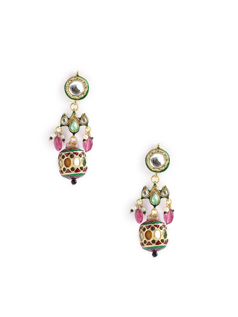 Navratna And Kundan Dangler Earrings : WFEE450