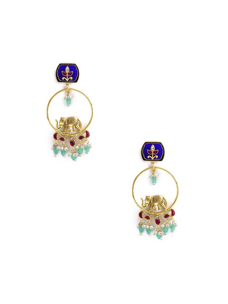 Golden Tusker Chandbali Earrings : WFEE452