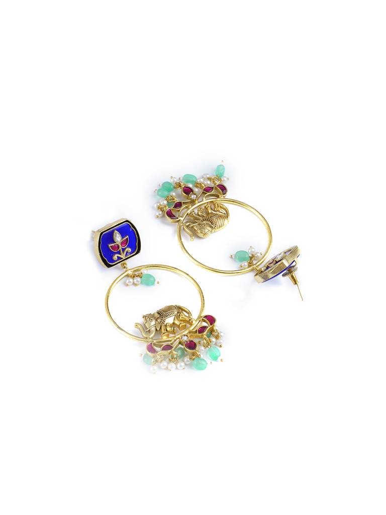 Golden Tusker Chandbali Earrings : WFEE452