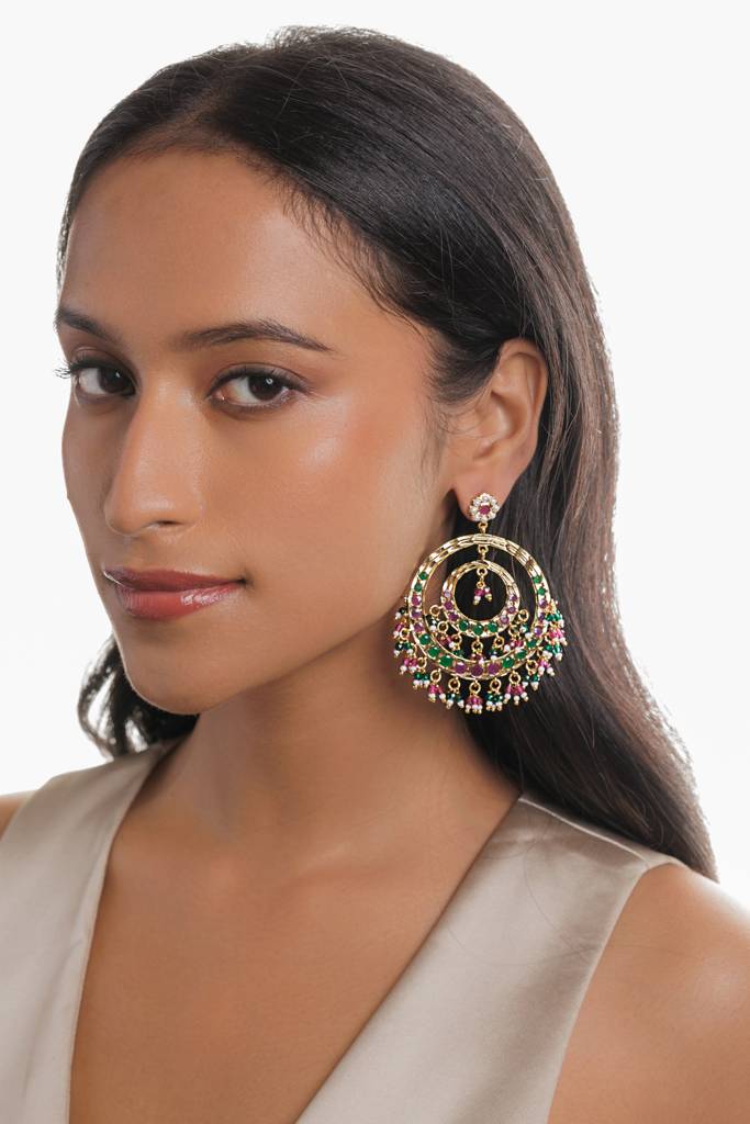 Multicolour Spring Jadau Chandbali : WFEE453