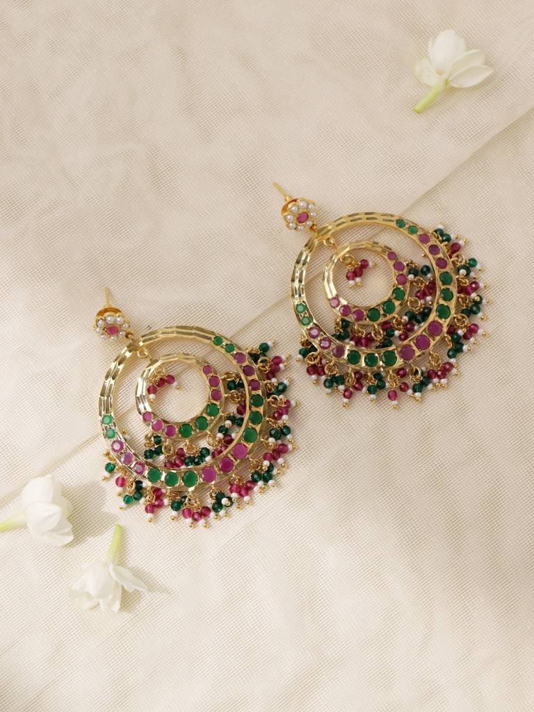Multicolour Spring Jadau Chandbali : WFEE453