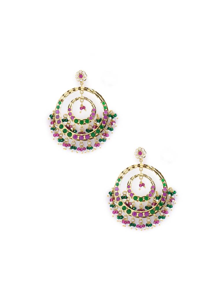 Multicolour Spring Jadau Chandbali : WFEE453