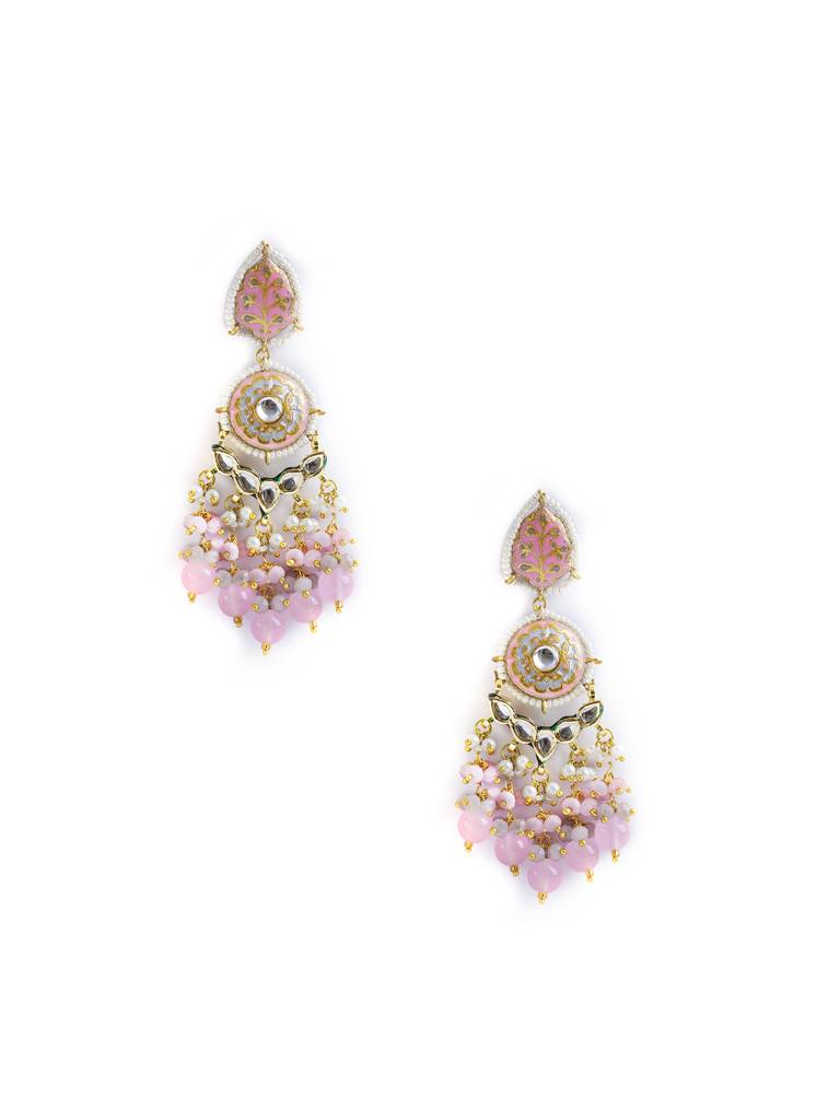 Pink Spring Enamel Dangler Earrings : WFEE456