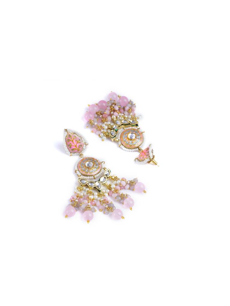 Pink Spring Enamel Dangler Earrings : WFEE456