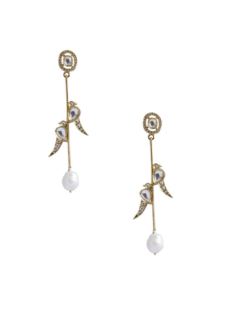 Dual Dove Pearl Drop  Earring : WFEE457