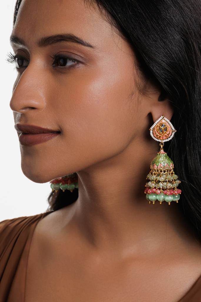 Pastel Hued Jhumki Drop Earrings : WFEE459