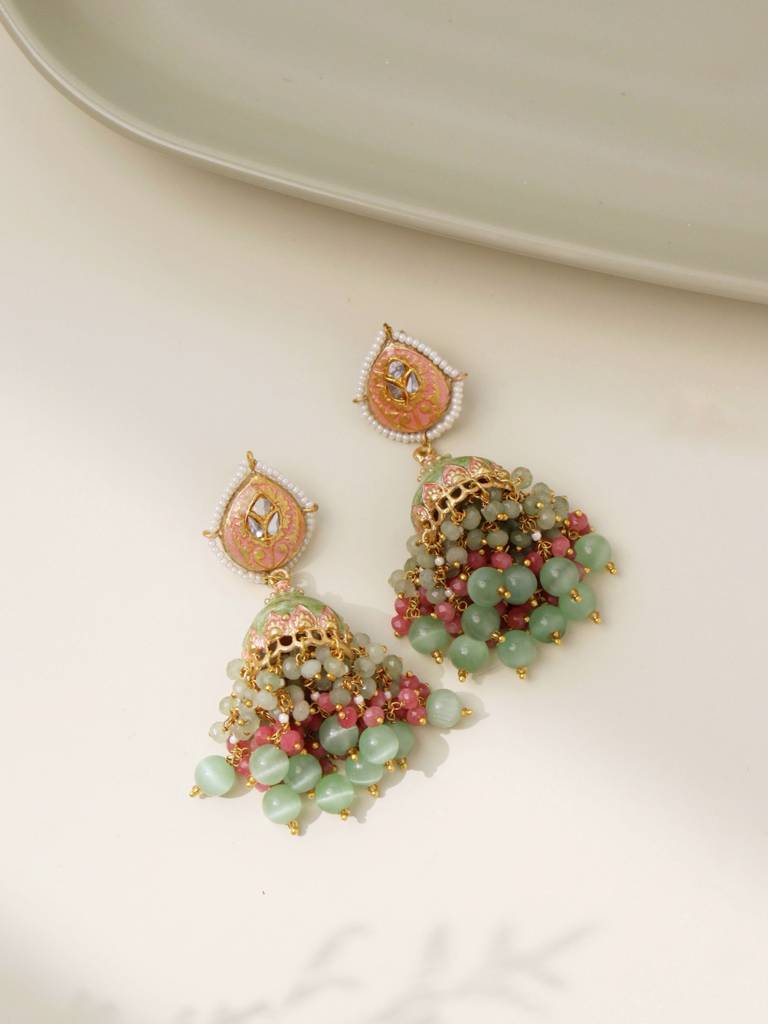 Pastel Hued Jhumki Drop Earrings : WFEE459