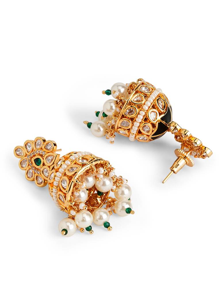 Emerald Enamel Dome Kundan Jhumki : WFEE472