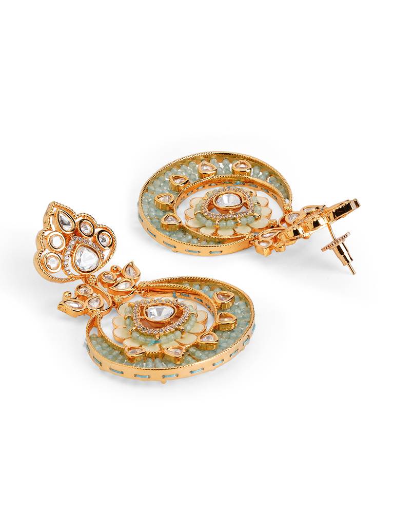 Mint Green Polki Charm Chandbalis : WFEE473