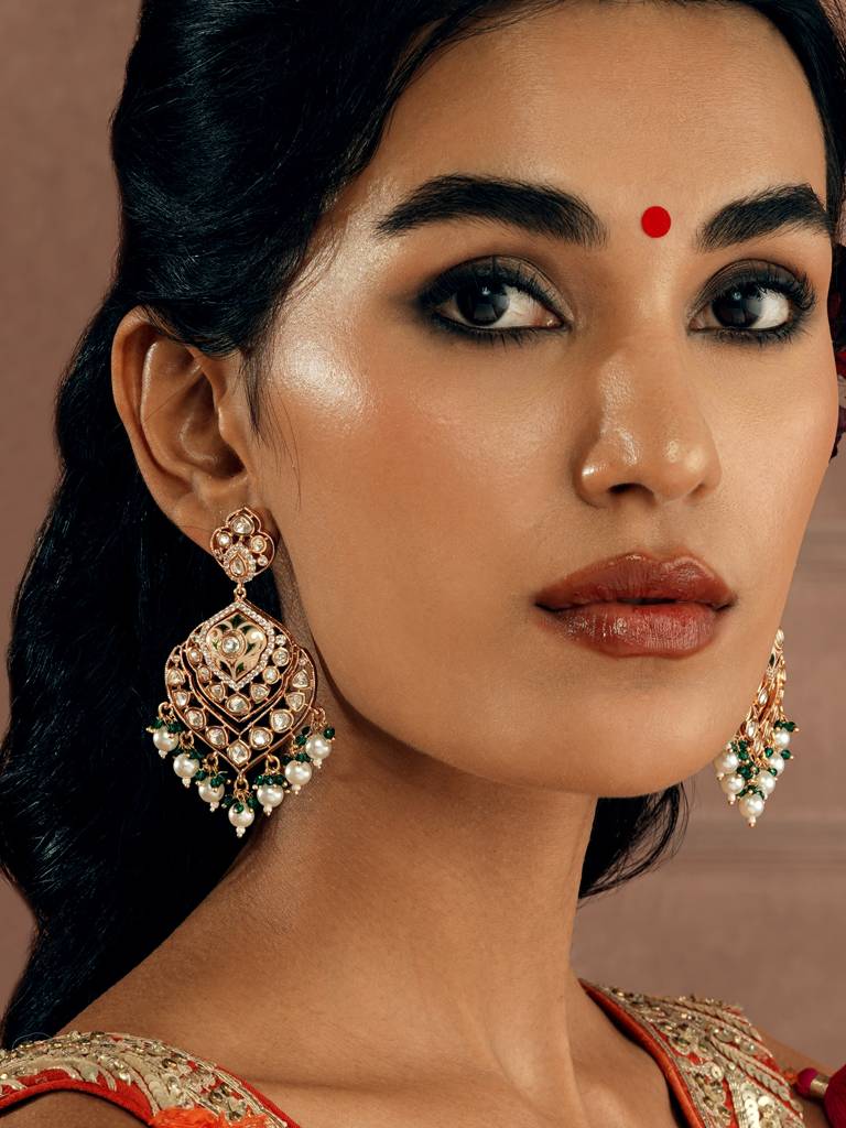 Pastel Spring Kundan Plume Earrings : WFEE474