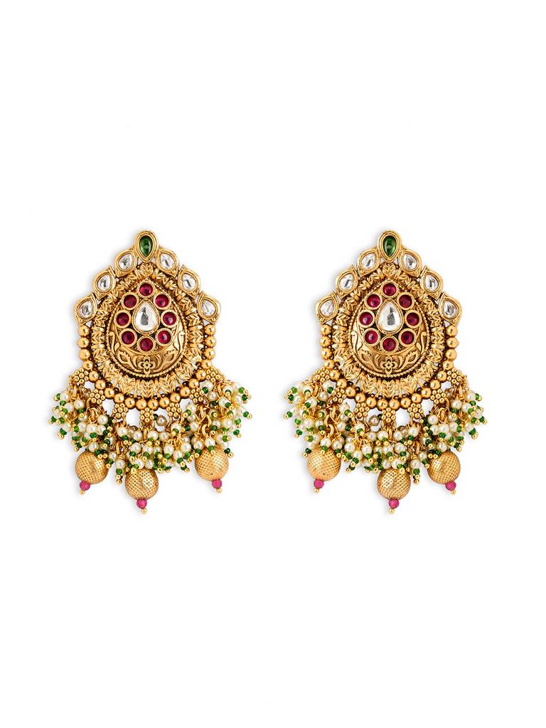 Gilded Lotus Leaf Stud Earrings : WFEE478