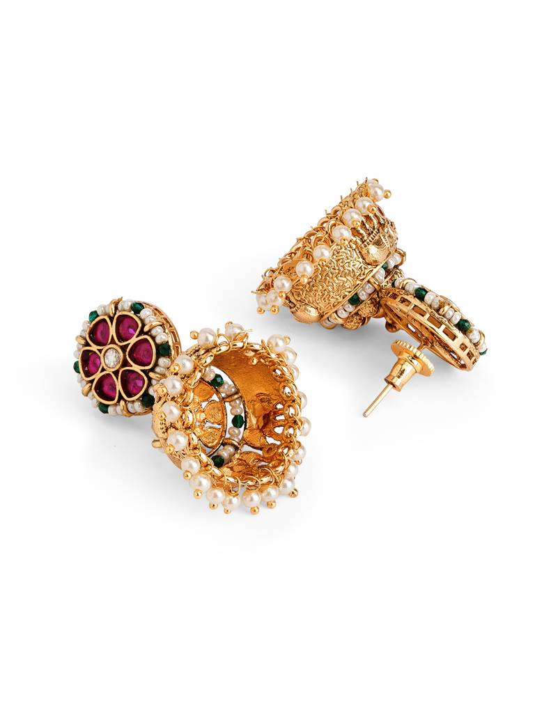 Golden Tusker Rubellite Jhumki : WFEE479