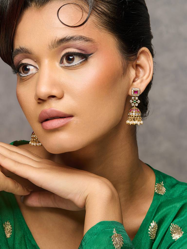 Meira Petite Ruby Studded Jhumki : WFEE500