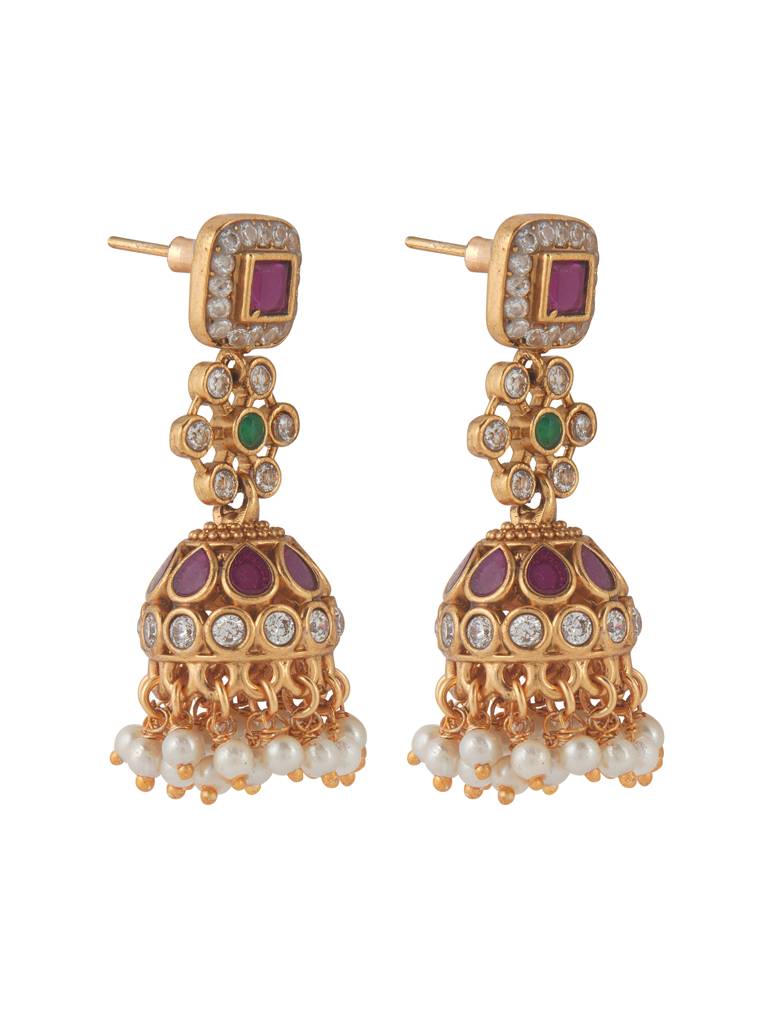 Meira Petite Ruby Studded Jhumki : WFEE500