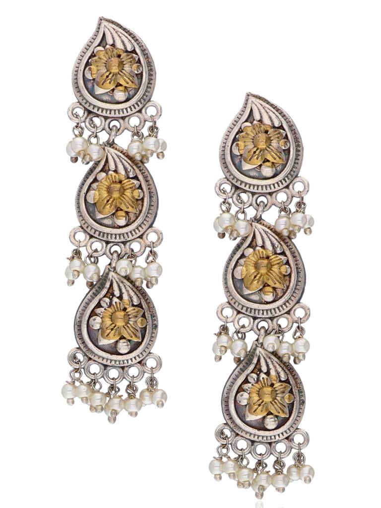 Aria Three Of Paisley Dual Tone Dangler Earrings : WFEO364