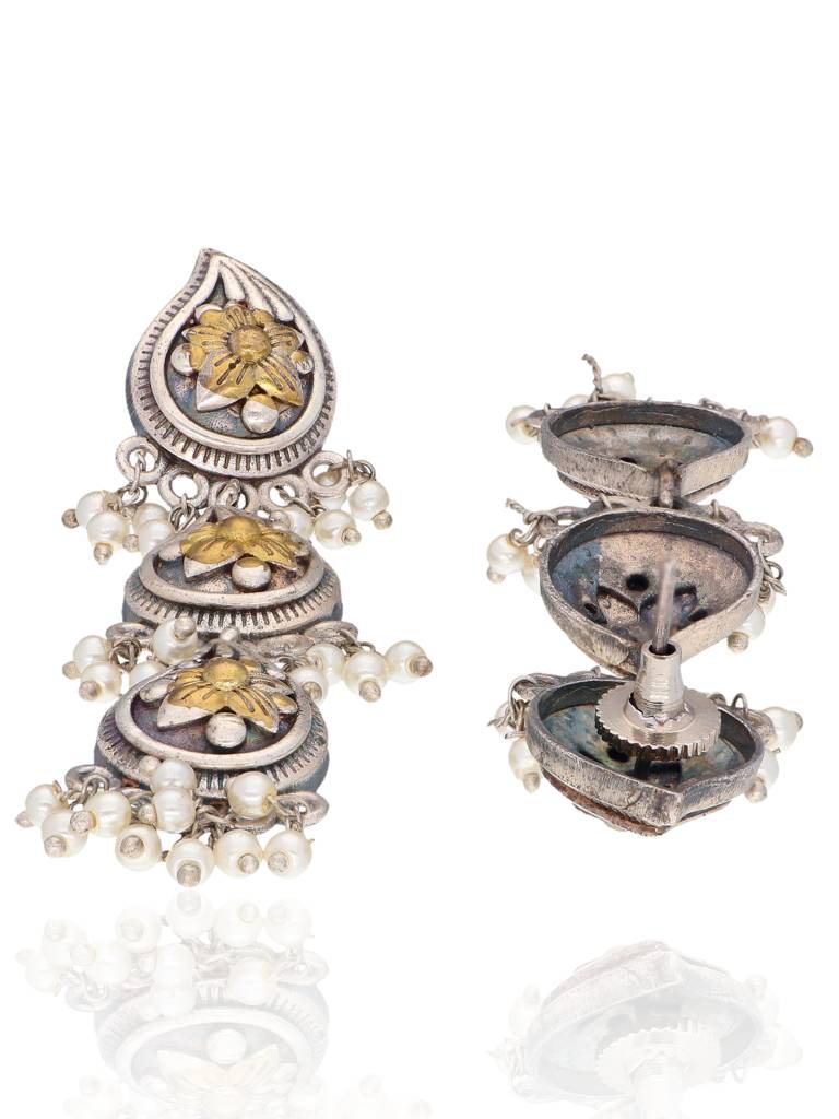 Aria Three Of Paisley Dual Tone Dangler Earrings : WFEO364