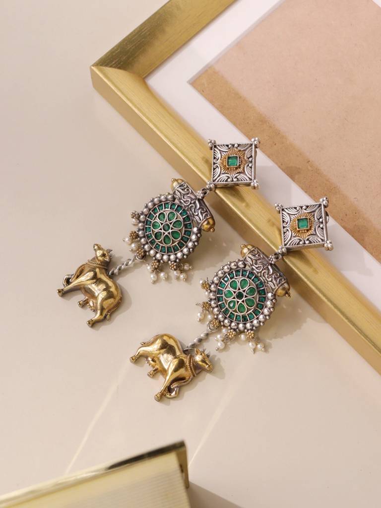 Aria Dual Tone Nandi Earrings : WFEO368