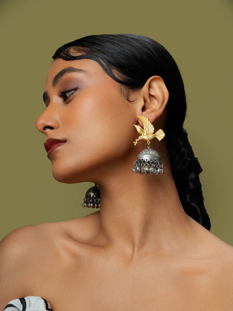 The Birds Of Heaven Dual Tone Jhumkas : WFEO406