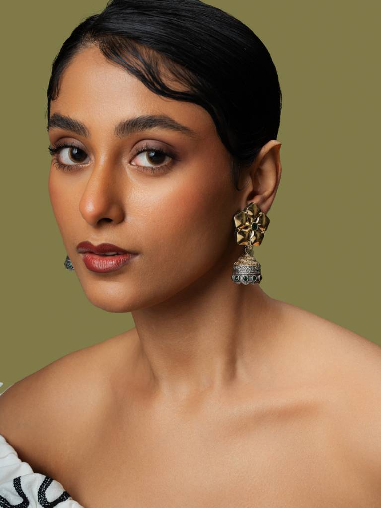 Gypsy Gilded Flower Jhumki Earrings : WFEO409