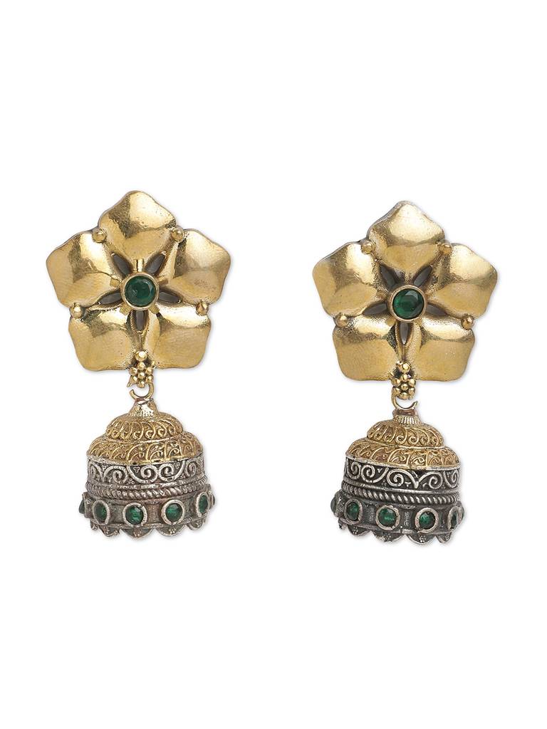 Gypsy Gilded Flower Jhumki Earrings : WFEO409