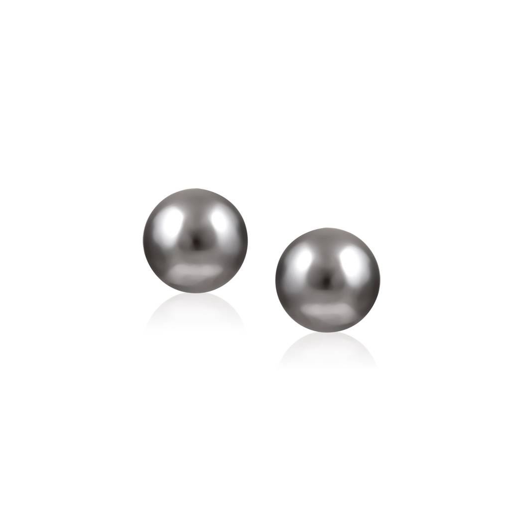 The Pearl Story - 20 Mm Deep Grey Shell Pearl Studs : WFES40