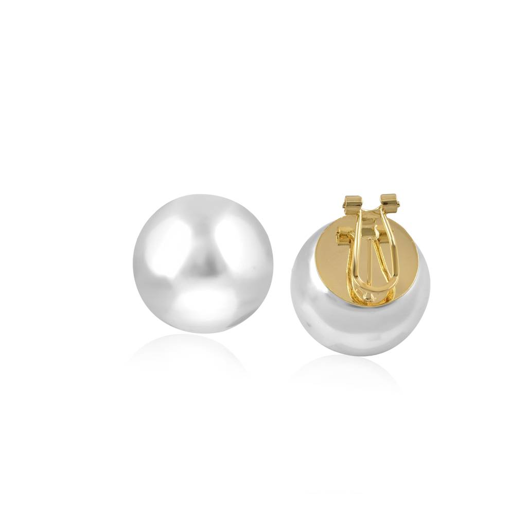 The Pearl Story - 25 Mm White Shell Pearl Statement Studs : WFES42