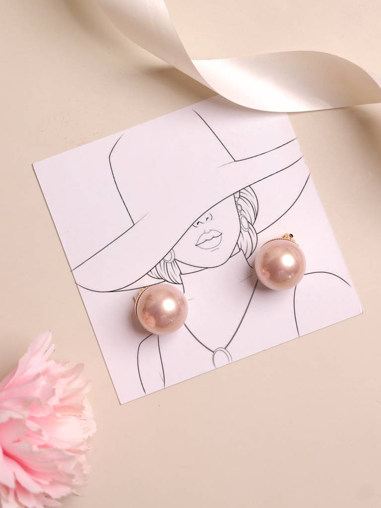 The Pearl Story - 20 Mm Purple Shell Pearl Statement Studs : WFES43